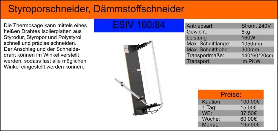 Styroporschneidemaschine Thermosäge Dämmstoff mieten bei Tools4Time – 2