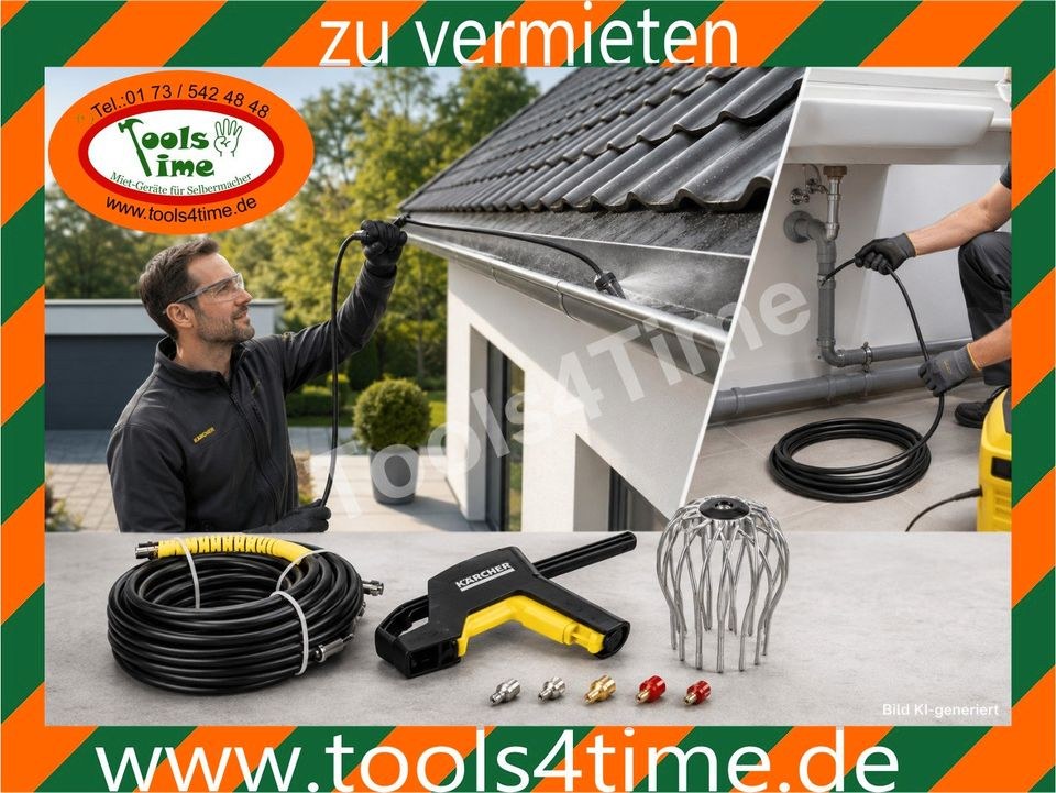 Kärcher Dachrinnen Rohrreiniuggsset 20m Druck mieten bei Tools4Time