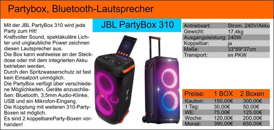 JBL PartyBox mieten bei Tools4Time – Party-Sound – 2