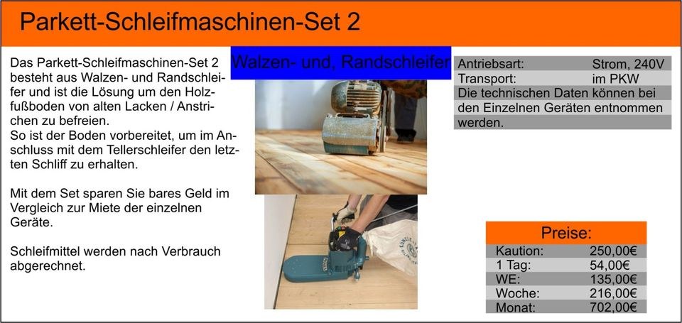 Parkett Schleifmaschinen Set 2 Parkettschleifer mieten bei Tools4Time – 2