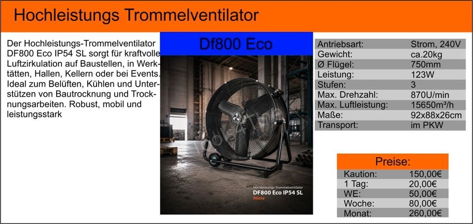 Ventilator Hochleistungs Trommelventilator mieten bei Tools4Time – 2