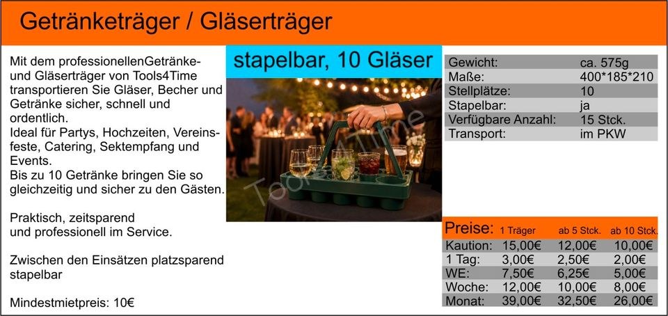 Gläserträger Getränketräger mieten bei Tools4Time – für alle Gäste – 2