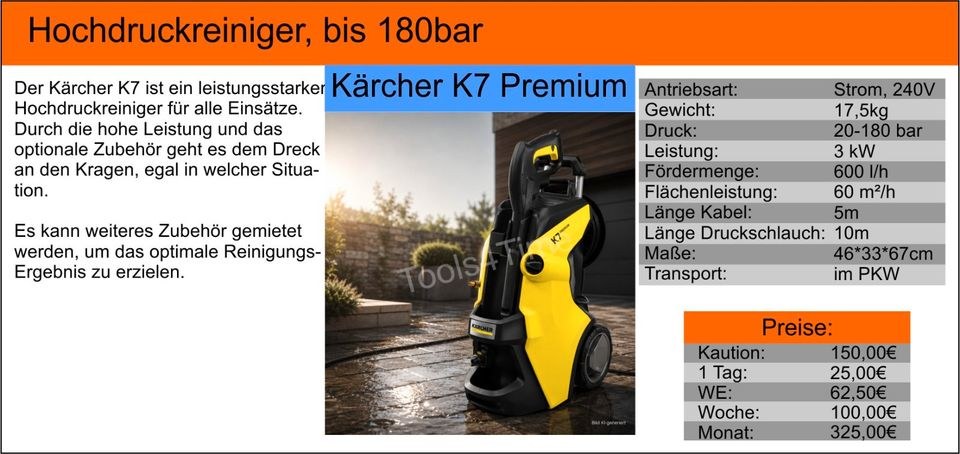 Kärcher Dachrinnen Rohrreiniuggsset 20m Druck mieten bei Tools4Time – 4