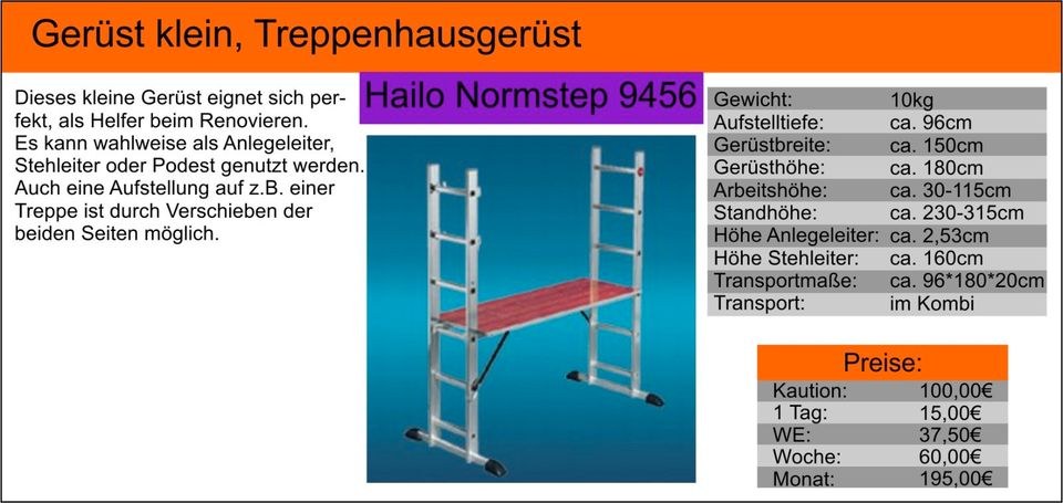 Gerüst klein Treppenhausgerüst Hailo mieten bei Tools4Time – 2