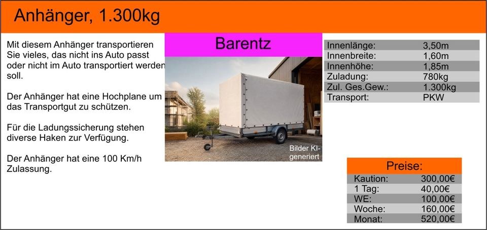 Anhänger Hochplane Umzug 1,3t mieten bei Tools4Time – fair & flexibel – 2