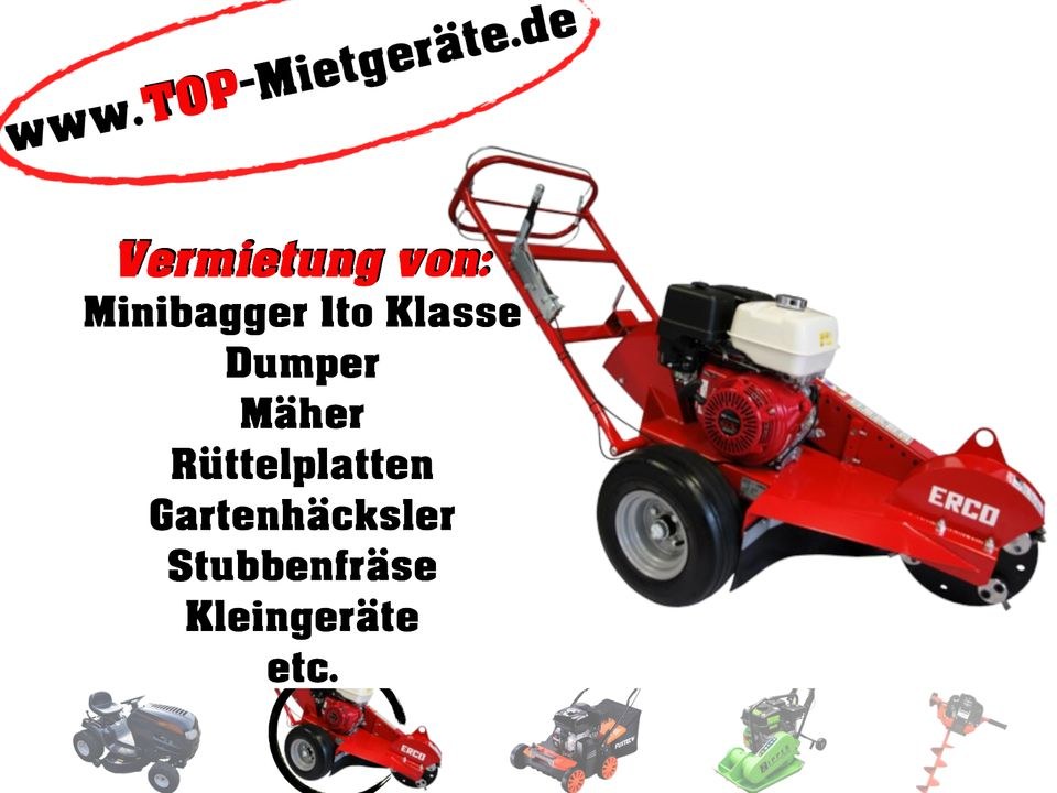 Profi Stubbenfräse Wurzelfräse mieten bei Top-Mietgeräte