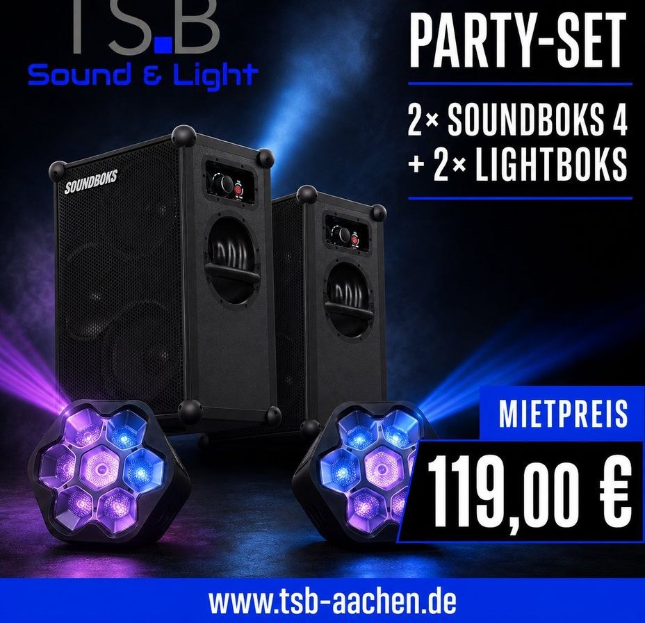 2× SOUNDBOKS 4 LIGHTBOKS mieten bei TSB Sound & Light – Party-Sound