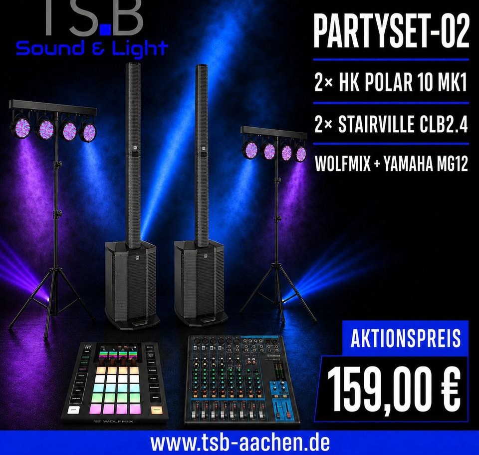 PARTYSET 02 Musikanlage PA Lautsprecher mieten bei TSB Sound & Light