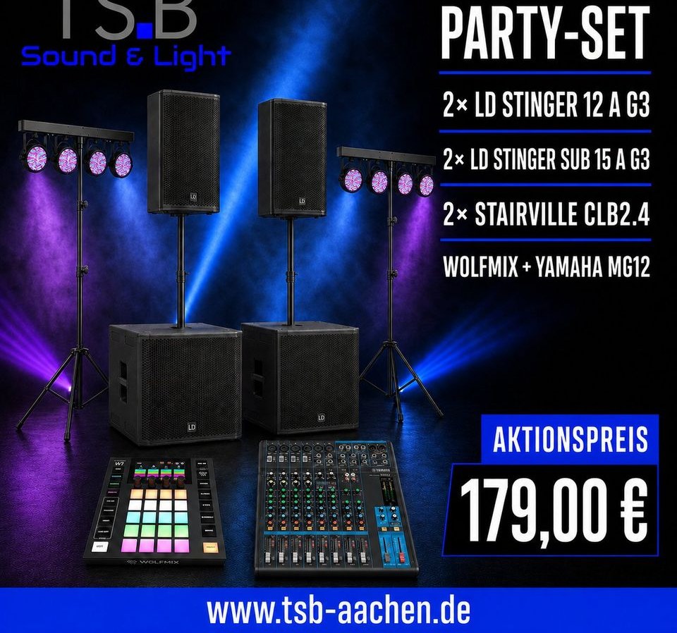 PARTYSET 03 LD Licht PA Musik Anlage Aachen mieten in Würselen