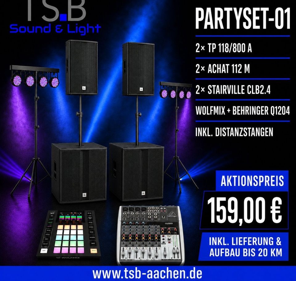 TSB PARTYSET01 Musikanlage mieten bei TSB Sound & Light – Party-Sound