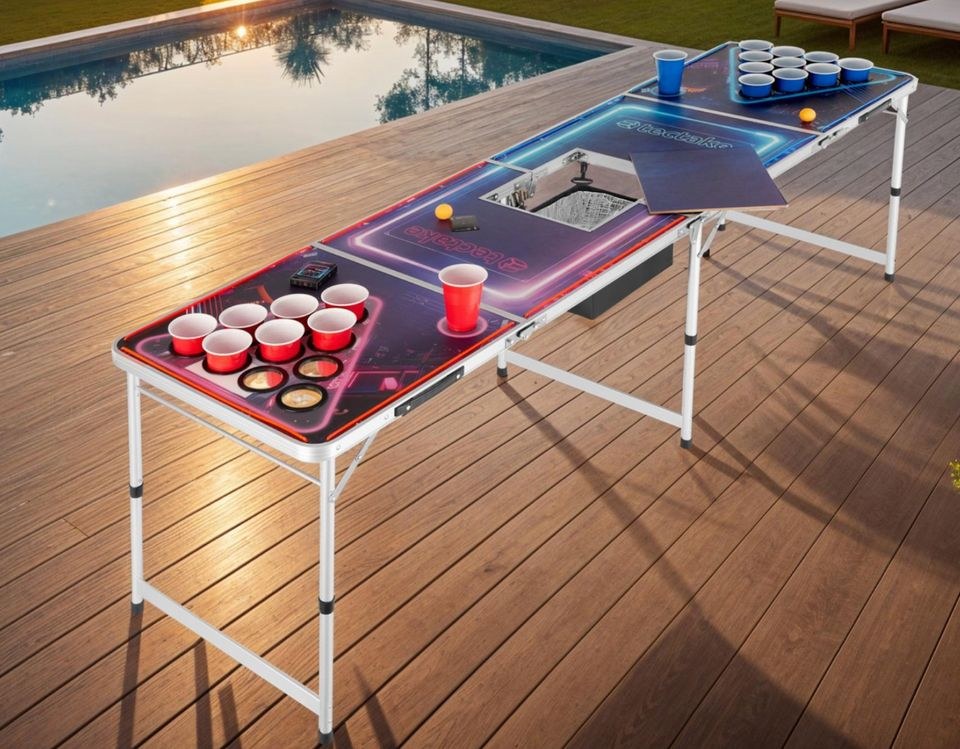 Beerpong Bierpong Bier Pong Beer Tisch mieten bei Lager & Abhol