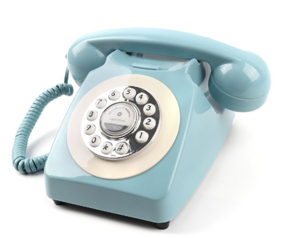 Audio Gästebuch Retro Telefon Blau schwarz mieten bei Lager & Abhol – 2