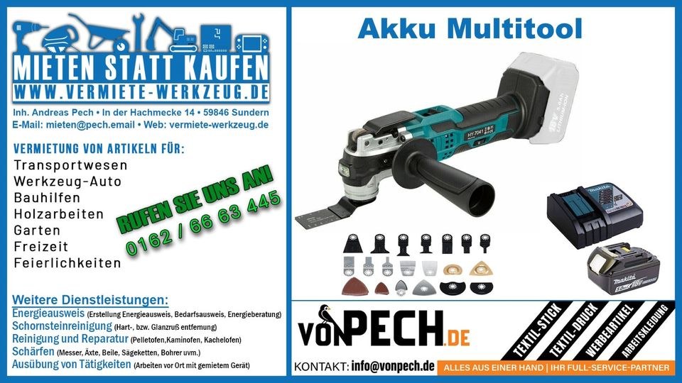 Akku Multifunktionswerkzeug Schleifer Multitool mieten