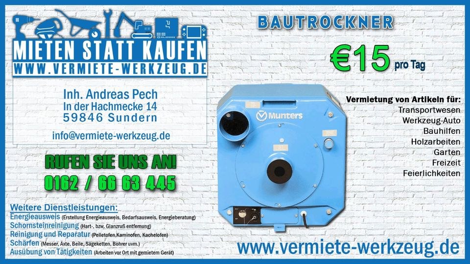 Setpreis Bautrockner Baulüfter Bauheizer mieten in Sundern (Sauerland) – 4