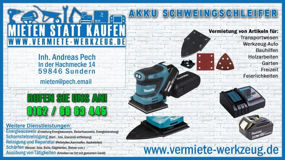 Schwingschleifer Akku Makita Rotation Rutscher mieten