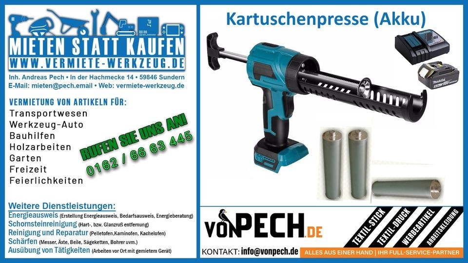 Kartuschenpresse Akku Makita Silikonklebepistole mieten