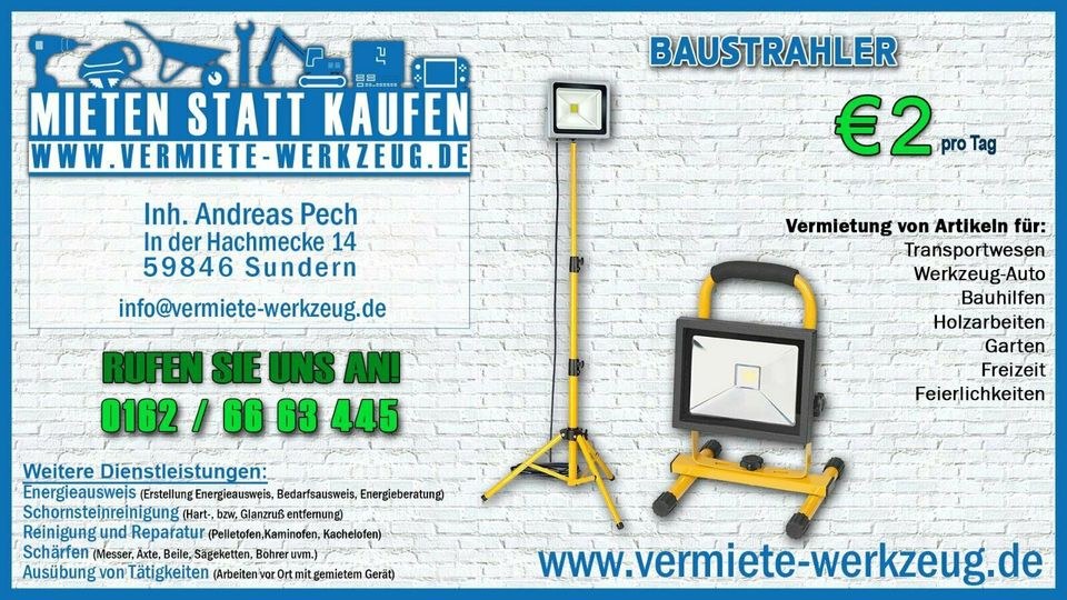 LED Baustrahler ohne Stativ mieten in Sundern (Sauerland)