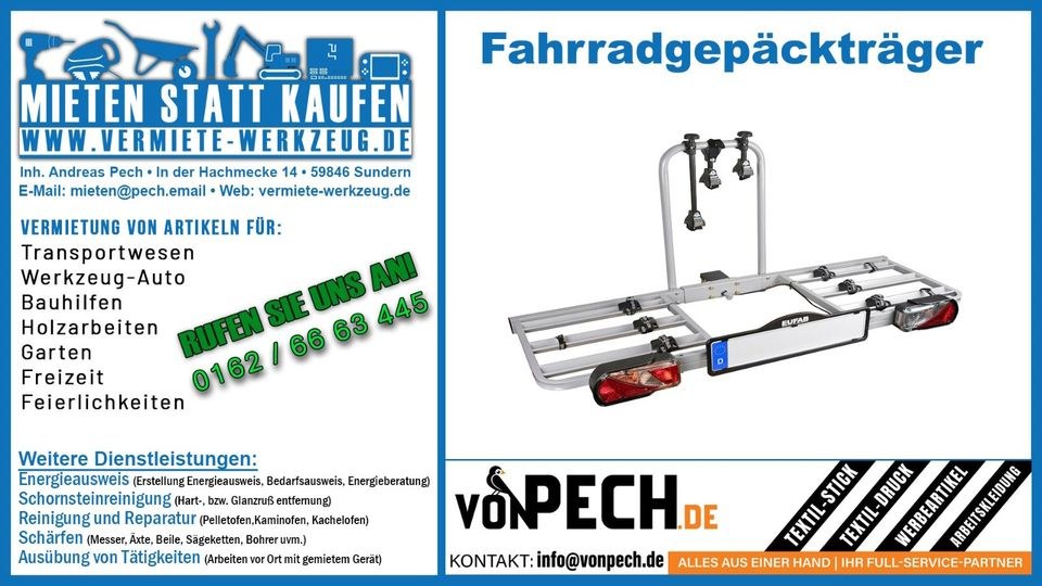 Fahrradträger Fahrräder Auto Anhängerkupplung mieten