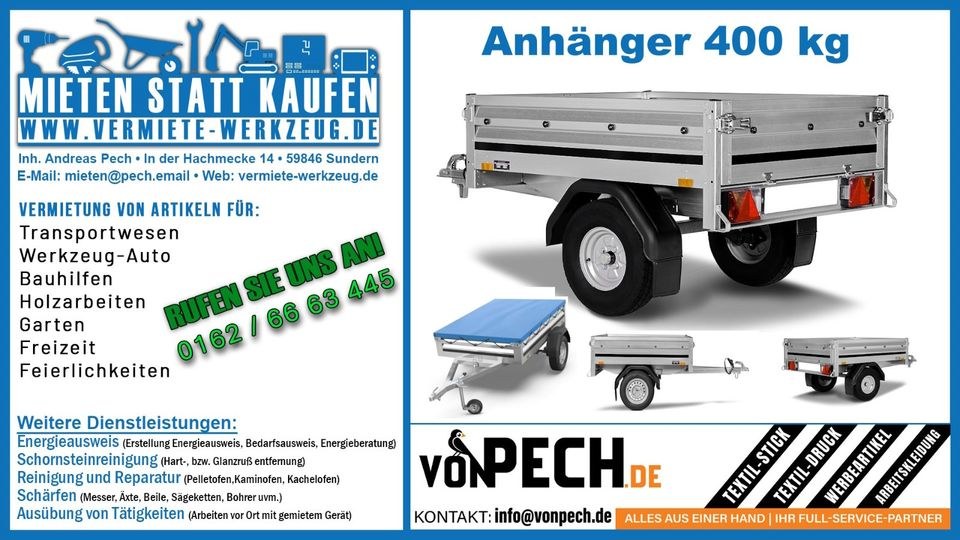 Anhänger Plane Hänger 400 kg Brenderup Urlaub mieten