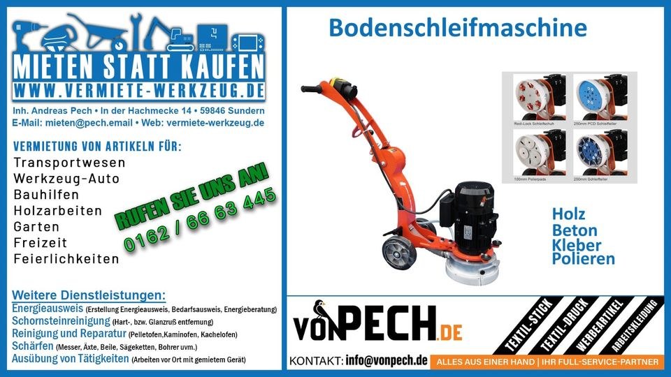 Bodenschleifmaschine Betonschleifer Holzböden mieten