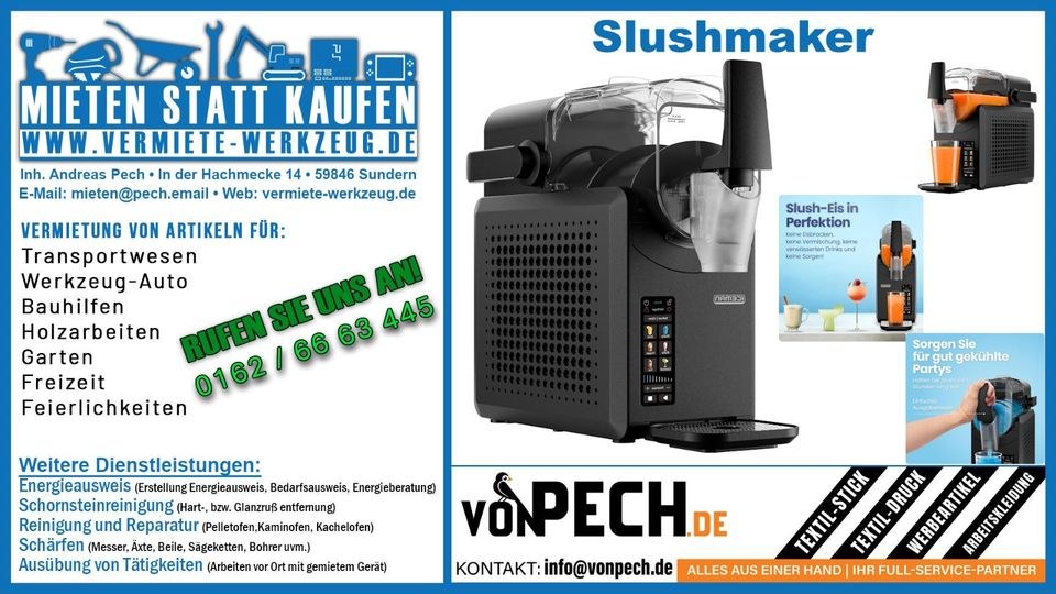 Slushmaker Slusheis Milchshake Frappe Cocktail mieten