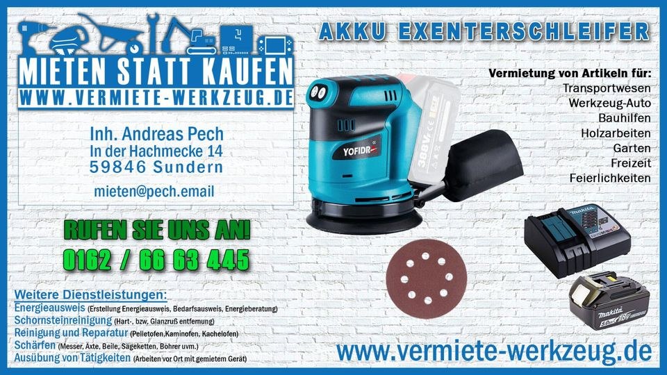 Schleifmaschine Akku Makita Exzenterschleifer mieten