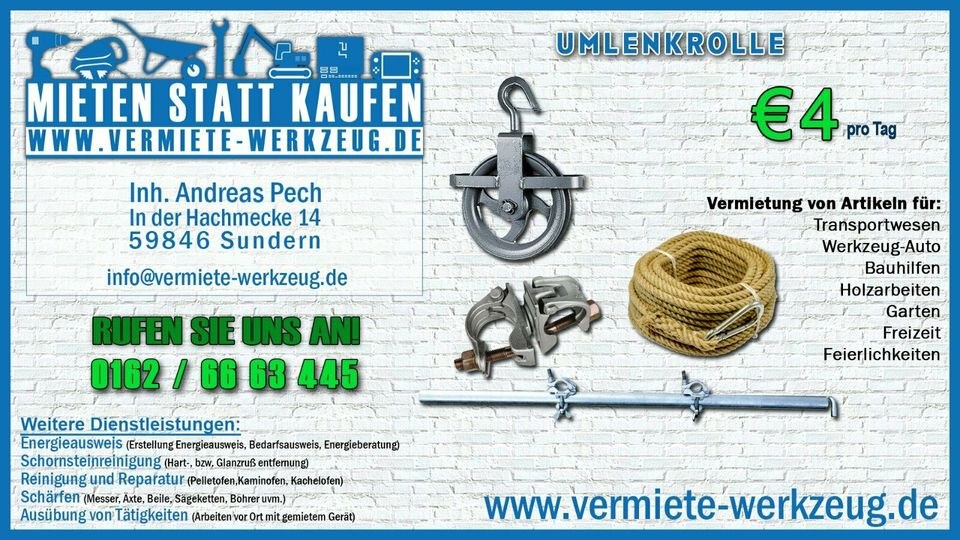 Umlenkrolle Seil Arm Schellen f Baugerüst mieten