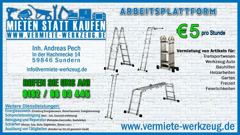 Arbeitsplattform Arbeitsbühne Podestleiter mieten