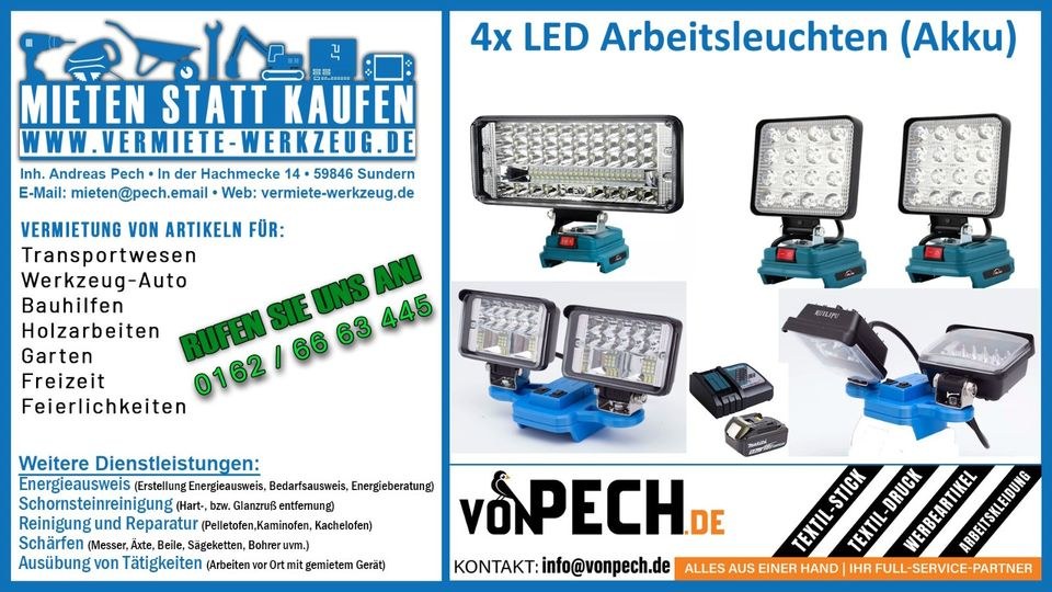 4x LED Arbeitsleuchte Akku Makita Taschenlampe mieten