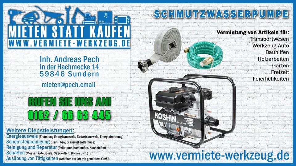 Wasserpumpe Schmutzwasserpumpe Gartenpumpe mieten