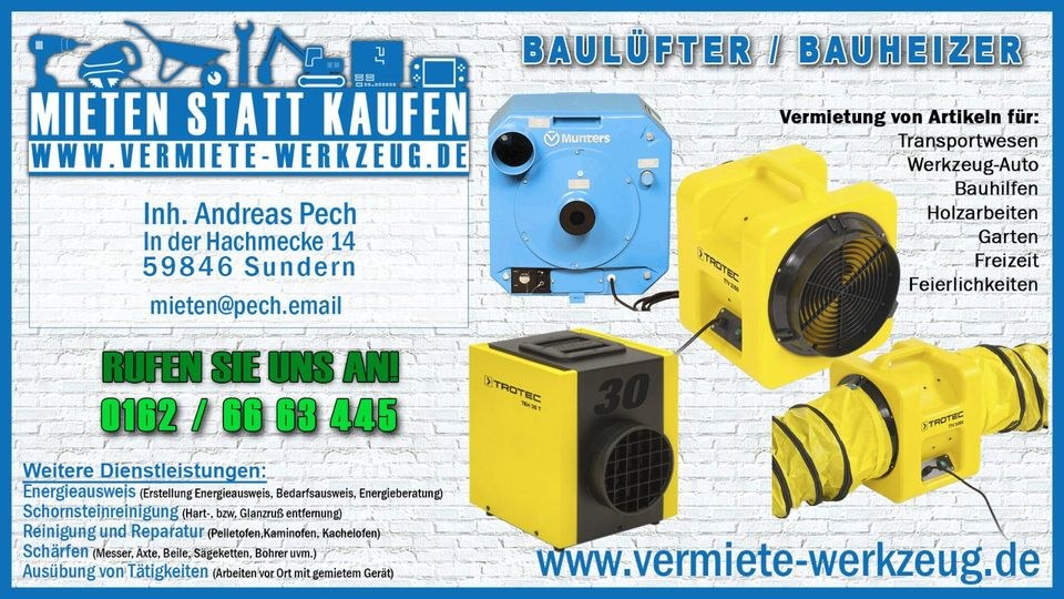 Setpreis Bautrockner Baulüfter Bauheizer mieten in Sundern (Sauerland) – 3