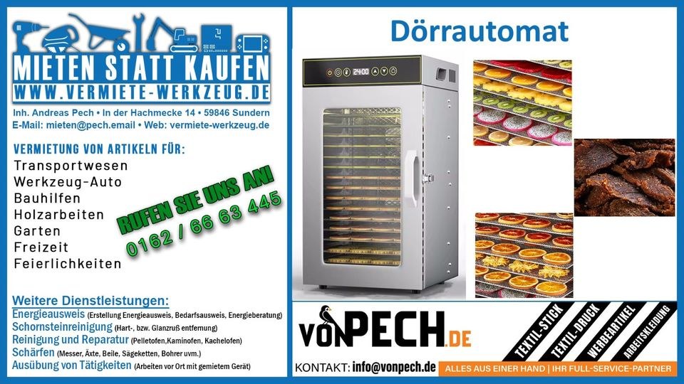 Dörrautomat Dörrgerät Trockenapperat mieten in Sundern (Sauerland)