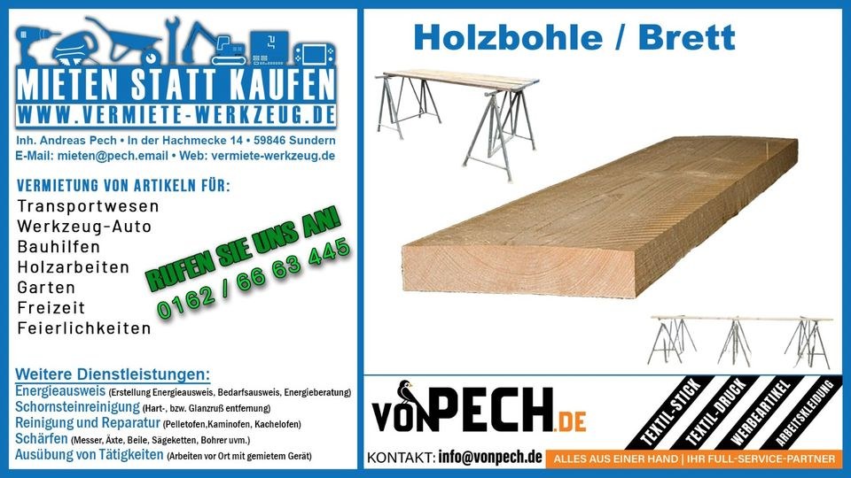 Holzbohle Planke Diele Brett Schalung Arnsberg mieten