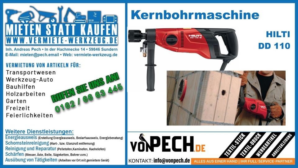 Hilti DD 110 W D Kernbohrgerät Kernbohrmaschine mieten