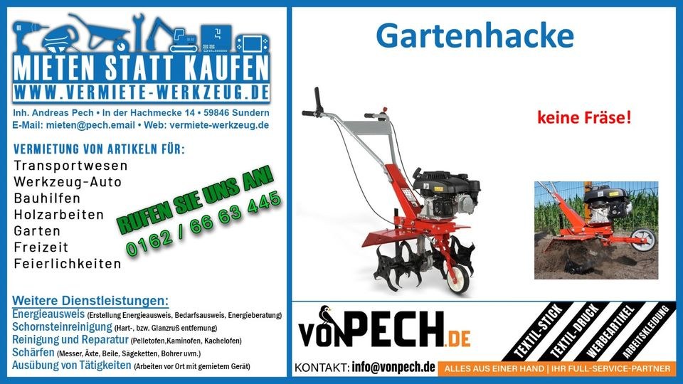Gartenhacke Motorhacke Gartenfräse Motorfräse mieten