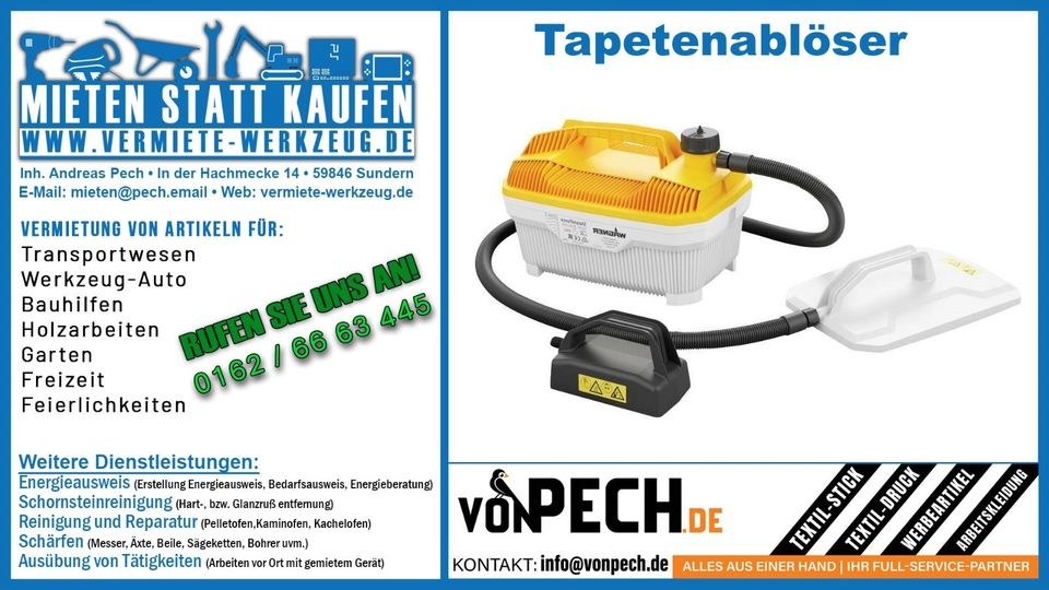 Tapetenablöser Dampfgerät Tapetenentferner mieten