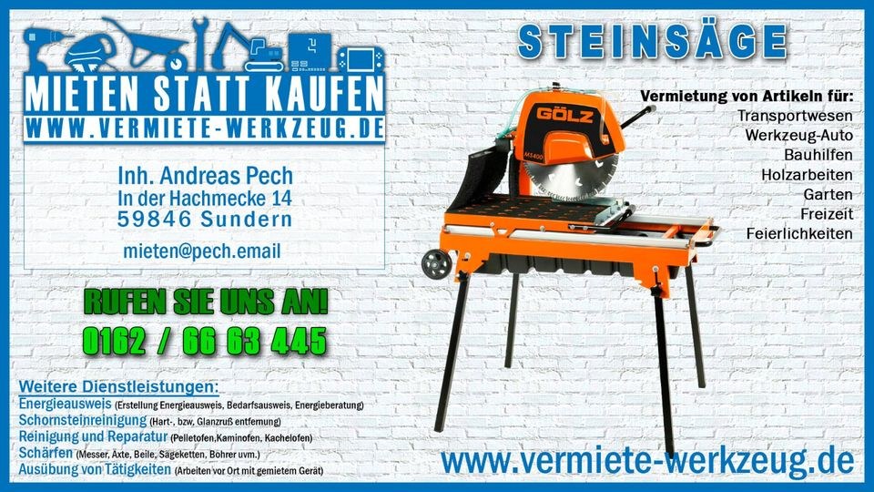 Nassschneider Steinsäge Fliesenschneider mieten in Sundern (Sauerland)