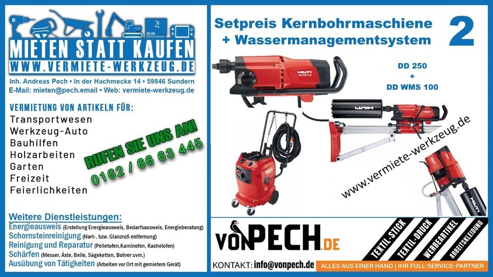 Setpreis Hilti DD 250W WMS 100 Sauger mieten in Sundern (Sauerland)