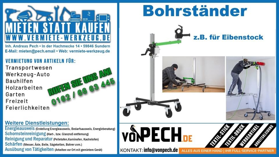 Bohrständer f Kernbohrgeräte Kernbohrmaschine mieten