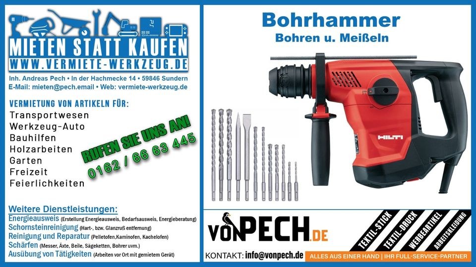 Kombihammer groß Bohren Meißeln Bohrhammer Hilti mieten
