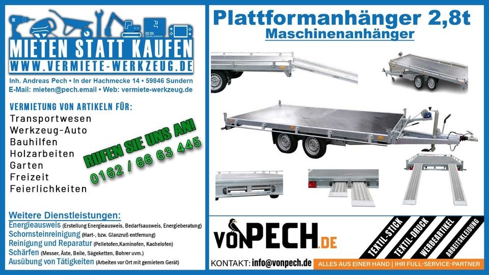 Autotransporter Anhänger Trailer Plattform mieten