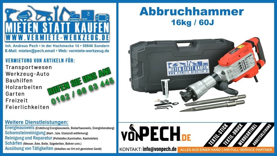 Abbruchhammer Stemmhammer 16kg Maschine mieten in Sundern (Sauerland)