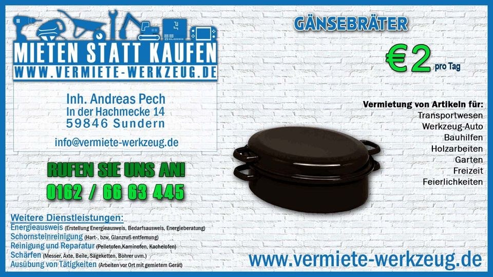 Gänsebräter Bratpfanne Backofen Gans Kaninchen mieten