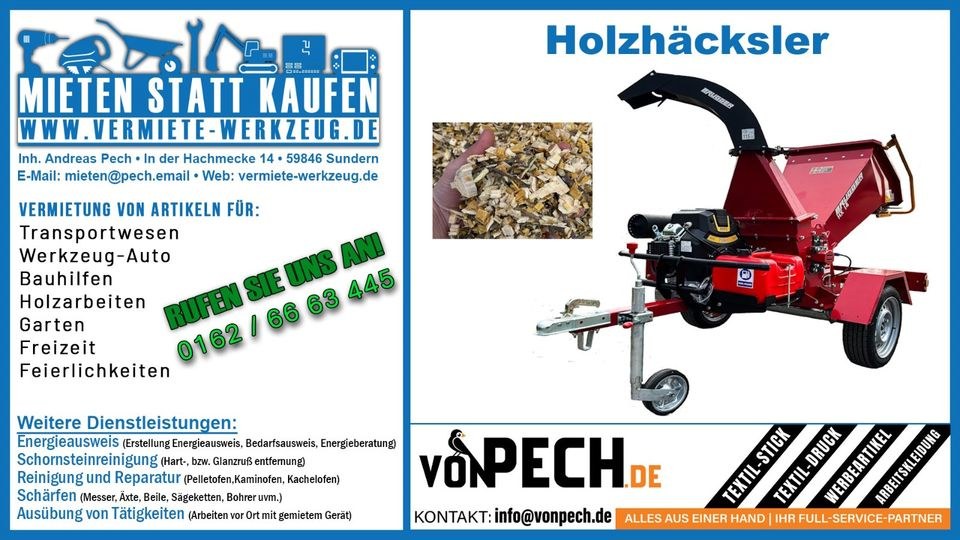 STVO Zulassung Schredder Hacker Garten Häcksler mieten