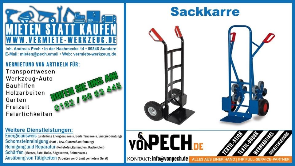 Sackkarre Treppenkarre 200 kg Schubkarre Rodel mieten – 3