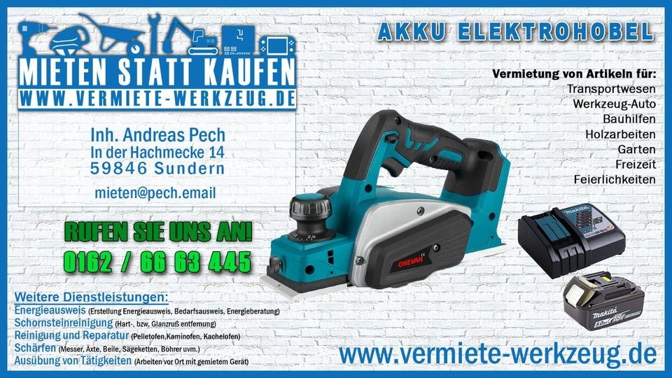 Elektrohobel Handhobel Hobelmaschine Akku mieten