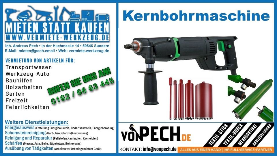 Kernbohrgerät Kernbohrmaschine Bohrgerät mieten in Sundern (Sauerland)
