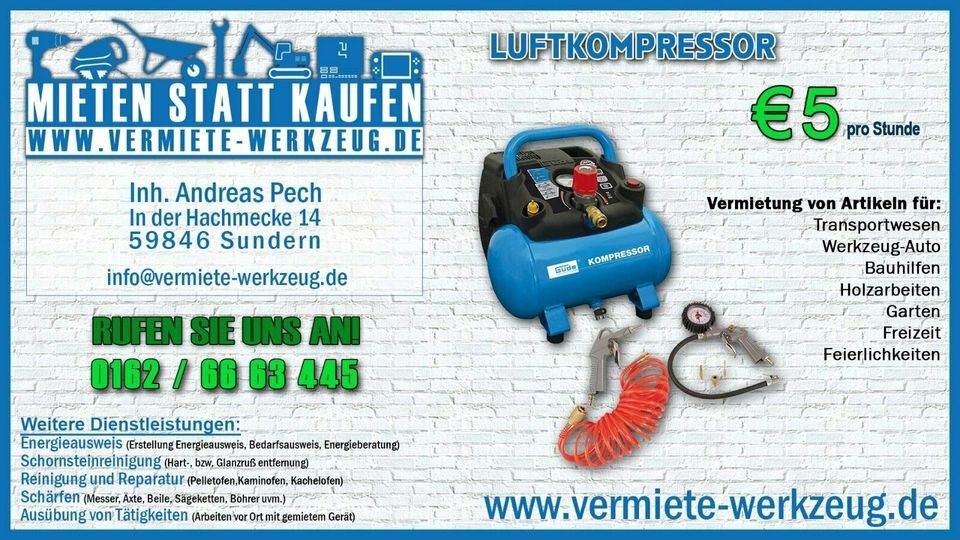 Tragbarer 6l Luftkompressor Kompressor mieten in Sundern (Sauerland)