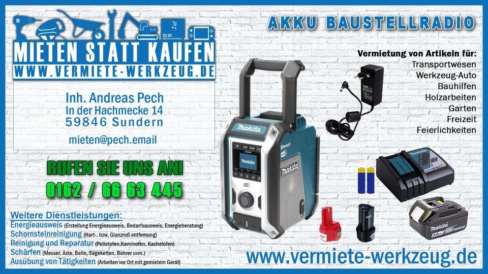Baustellenradio Musik Bass Akku Makita mieten in Sundern (Sauerland)