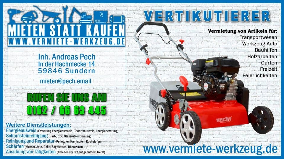 Benzinvertikutierer Vertikutierer Rasenlüfter mieten